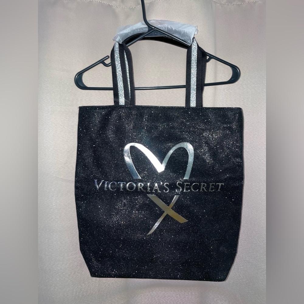 Victoria’s Secret Black and Silver Sparkles Canvas Tote Bag